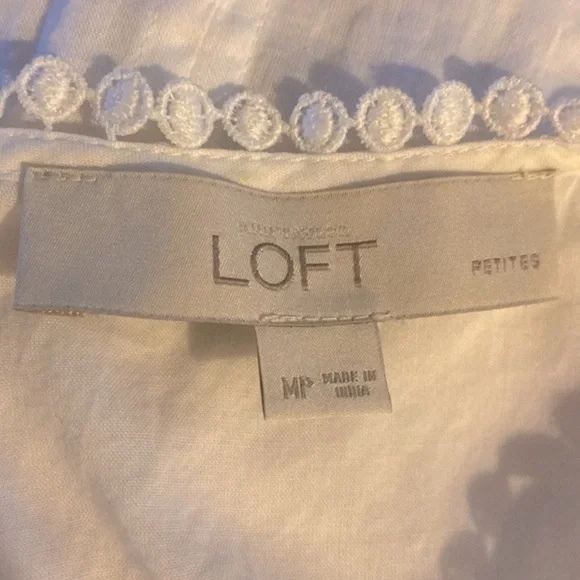 LOFT Top, Crochet, Lace, Cotton, Neutral, Sz M, Petite, MP, Feminine, Romantic - Picture 3 of 9